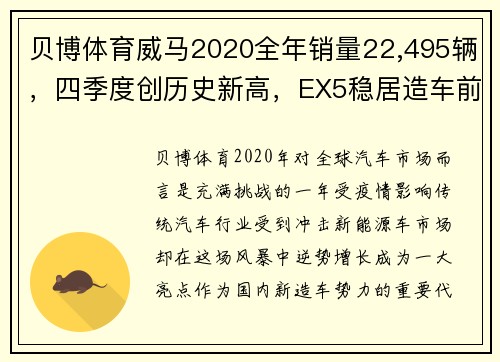 贝博体育威马2020全年销量22,495辆，四季度创历史新高，EX5稳居造车前列 - 副本