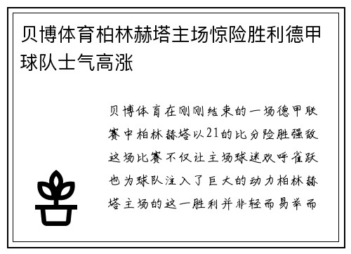 贝博体育柏林赫塔主场惊险胜利德甲球队士气高涨